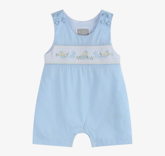 Light Blue Easter Smocked Shortalls